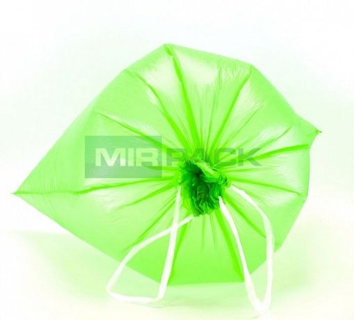 Пакеты для мусора с завязками 35 л, 18 мкм, 15 шт, ПНД, зеленые - Вид 3